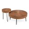 Costway Farmhouse Round CoffeeTable Set of 2 End Table Natural Finish for Living Room Coffee/Natural